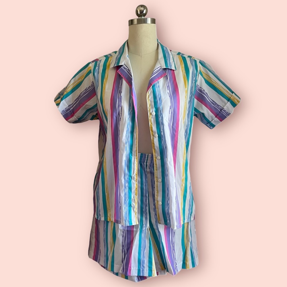 Vintage 80s Striped Summer Set